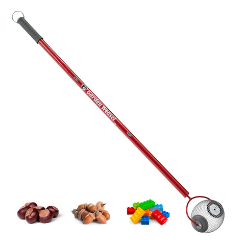 Garden Weasel Small Nut Gatherer Roller efficiently collects acorns and debris.