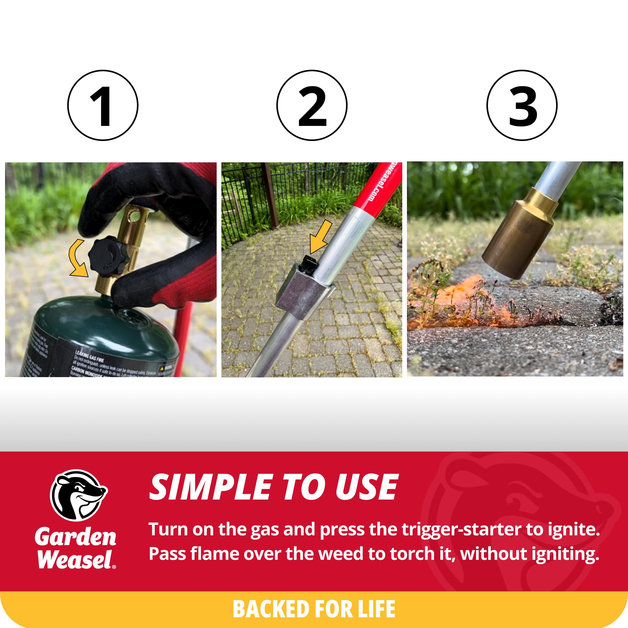 Garden Weasel WeedTorch integrated lighter for quick ignition and use
