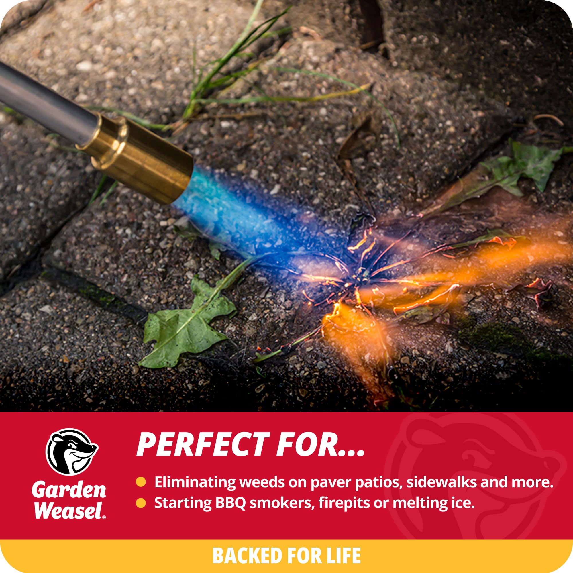 Garden Weasel WeedTorch side view highlighting comfortable grip and reach