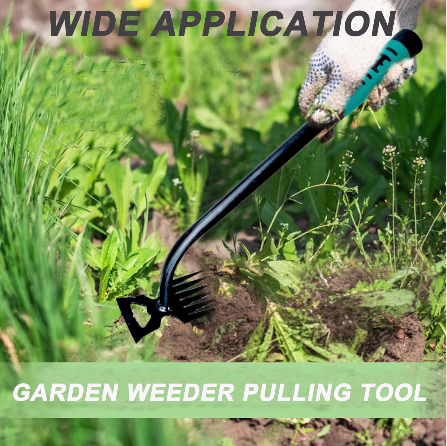 Garden weed puller portable design ideal for lawns and orchards.