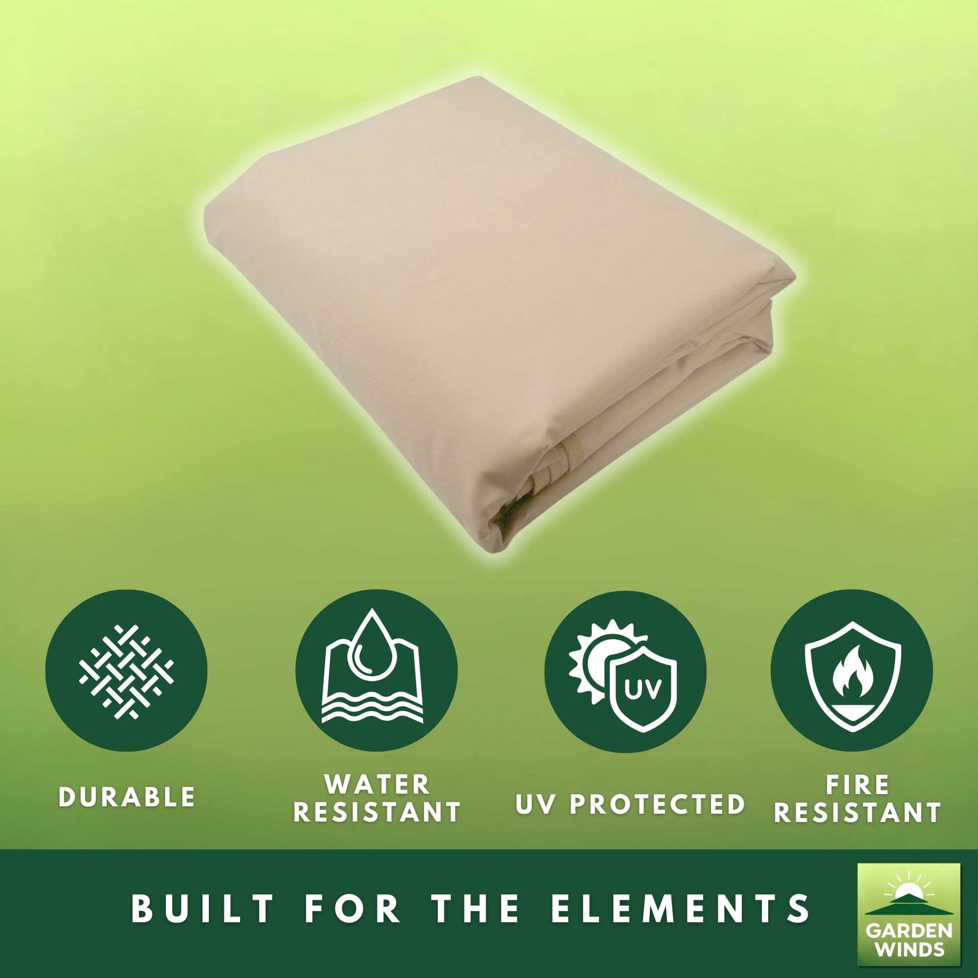 Garden Winds beige canopy top includes 1-year warranty and US support.