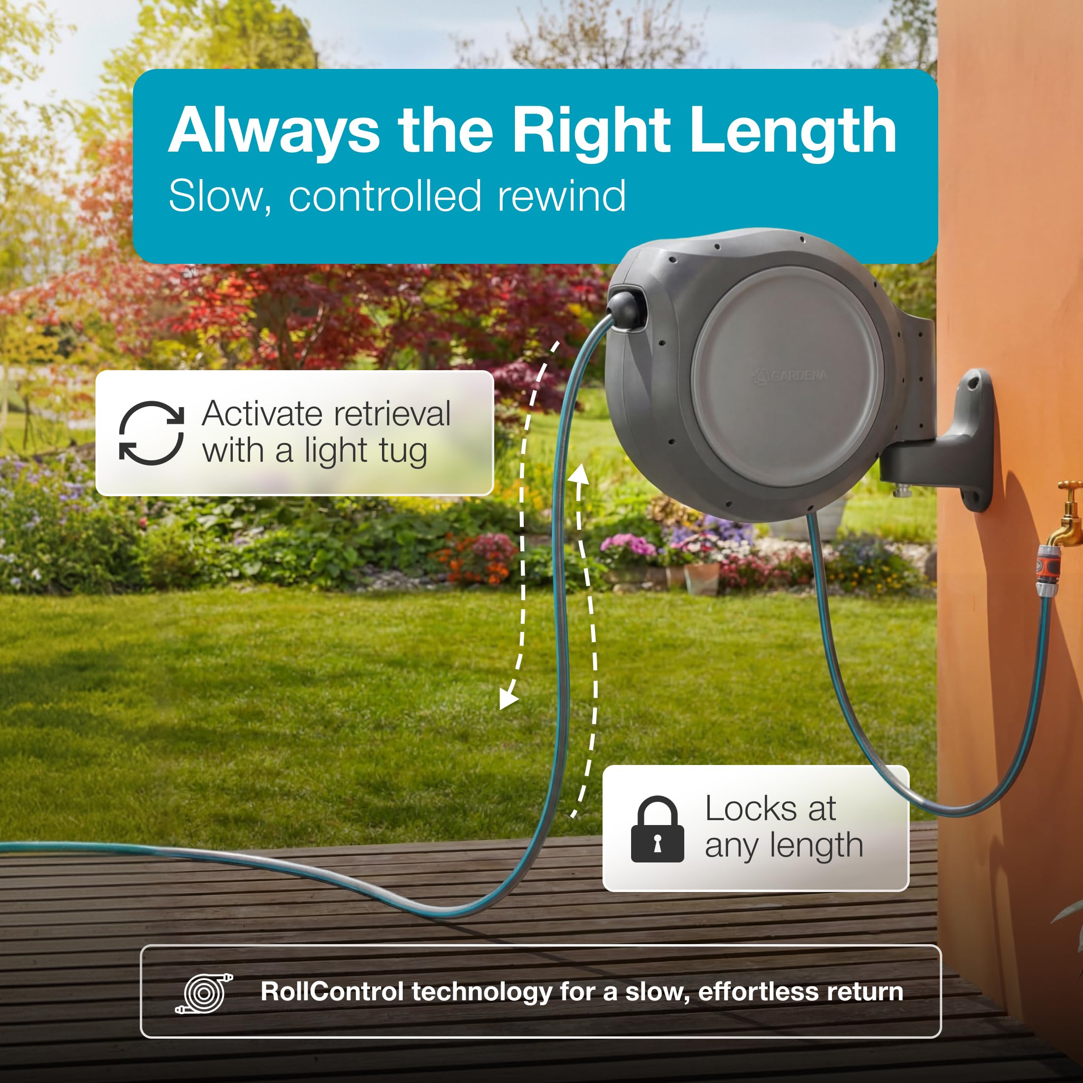 180-degree wall bracket enables flexible watering directions.