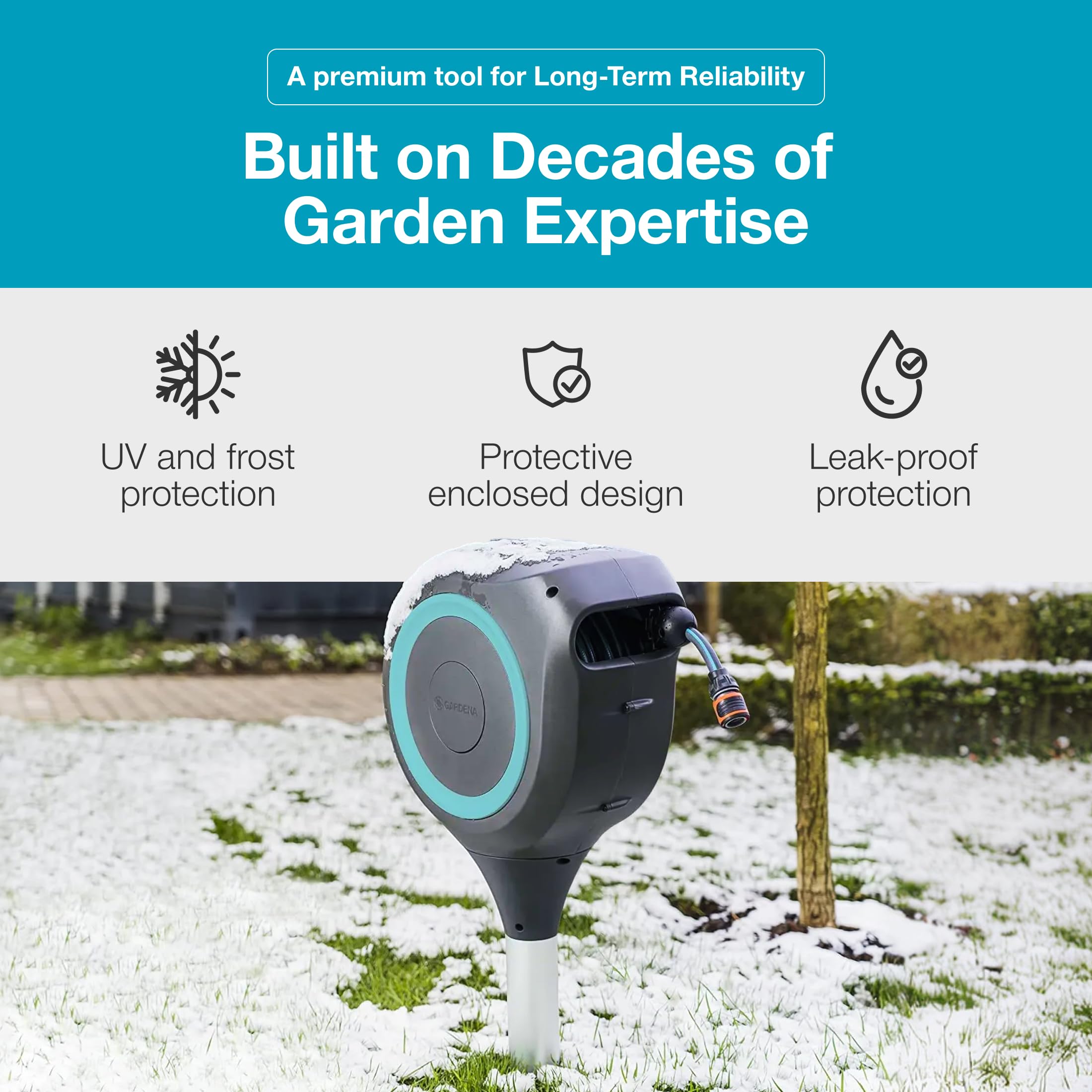 Gardena 18614 ground spike provides stable base on lawn.