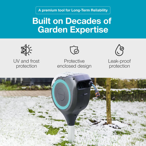 Gardena 18614 ground spike provides stable base on lawn.