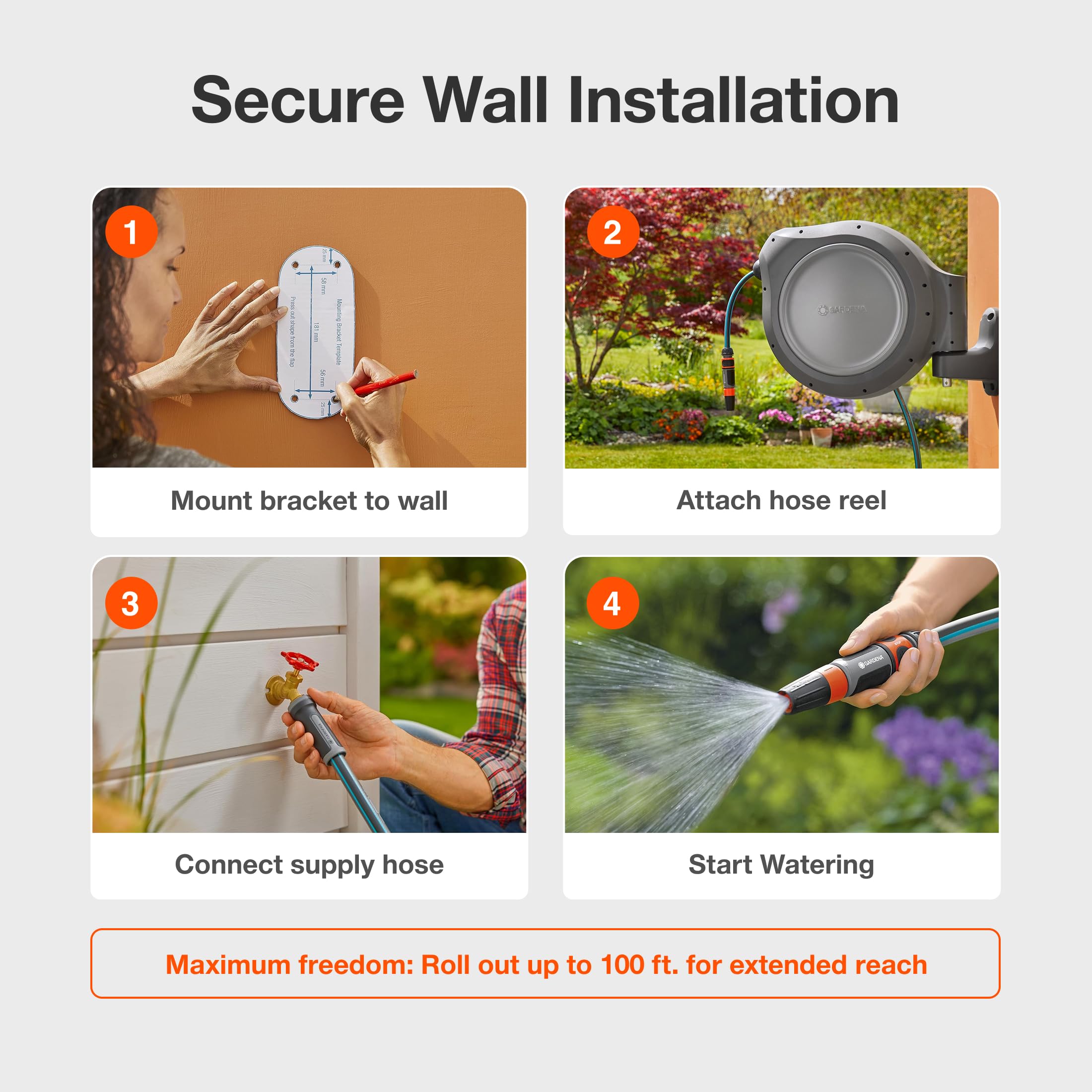 Gardena adjustable spray nozzle for versatile watering patterns.