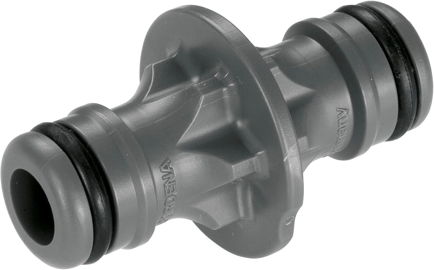 Gardena extension joint securely connects two hoses to extend reach