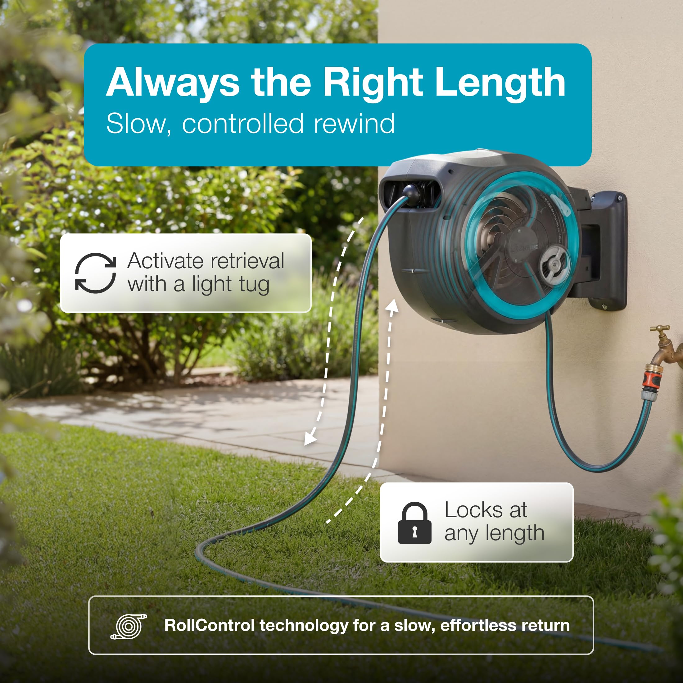 Gardena 180-degree bracket allows watering from multiple angles.