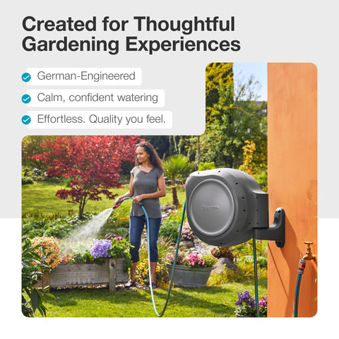 All-in-one Gardena package includes bracket, hose, nozzle, and fittings.