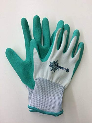 Gardena latex gardening gloves on hand offer comfort and firm grip.