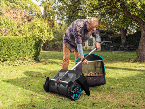 Gardena large-capacity three-point-two-cubic-feet hopper reduces trips to dump