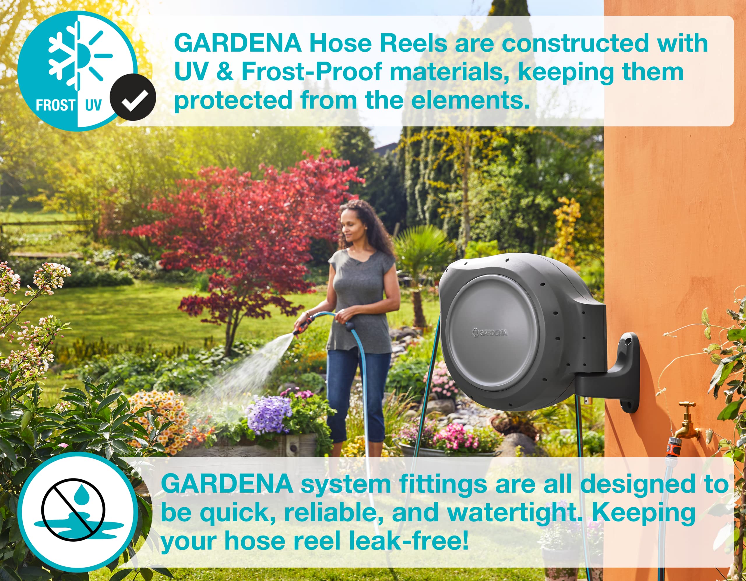 Gardena power grip hose reduces kinking during rewinding