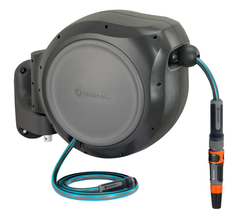 Gardena retractable hose reel 50 ft wall mount for easy watering and tidy storage