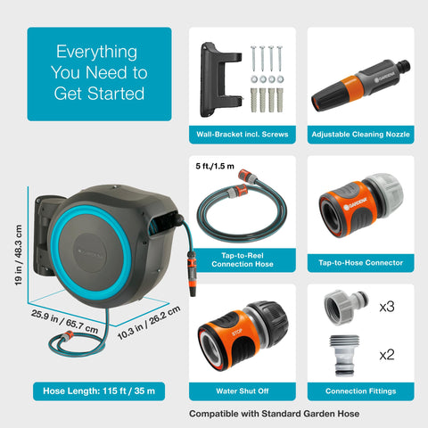 Gardena hose with UV-stabilized materials for long outdoor use.