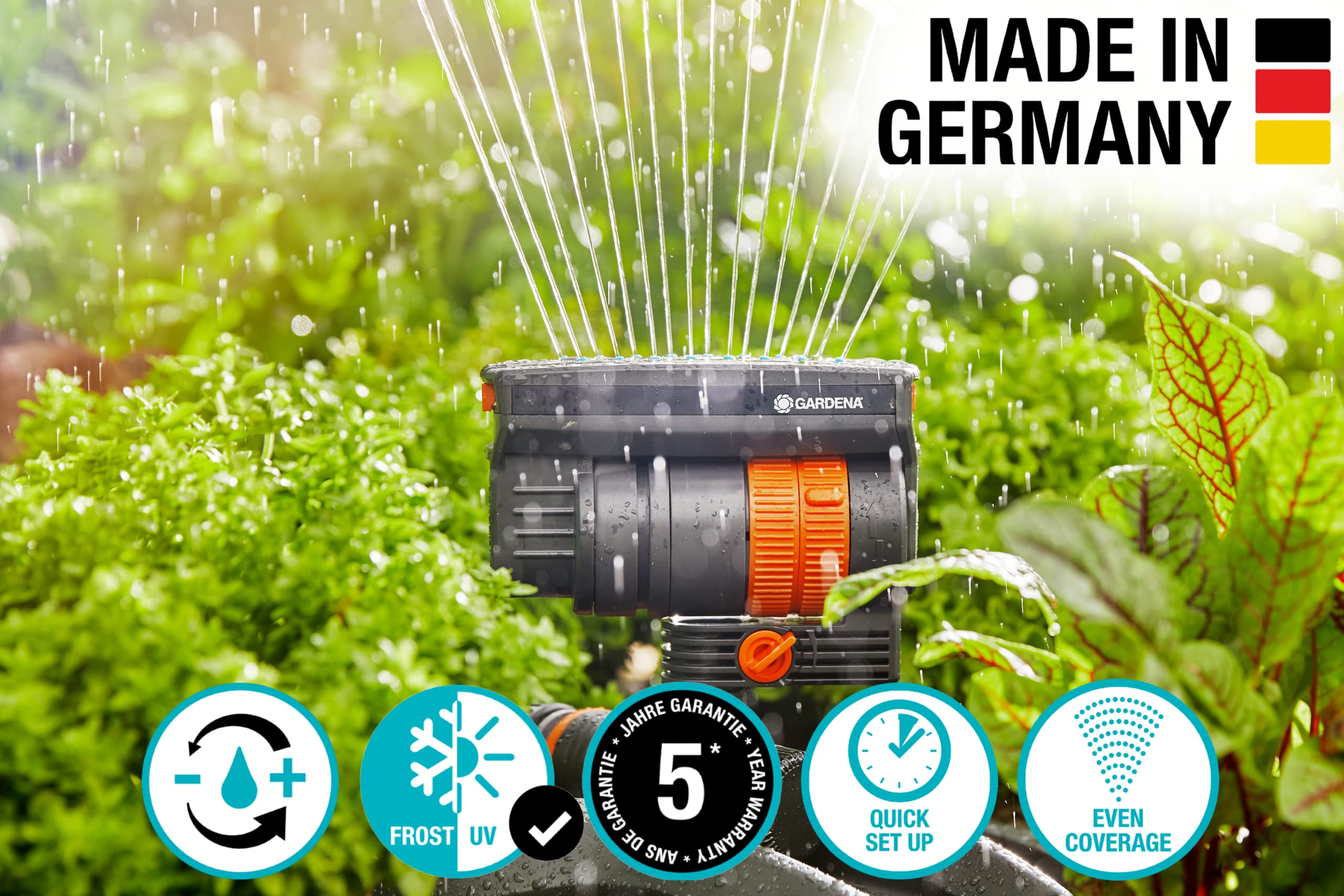 Gardena ZoomMaxx built-in timer for scheduled, efficient watering.