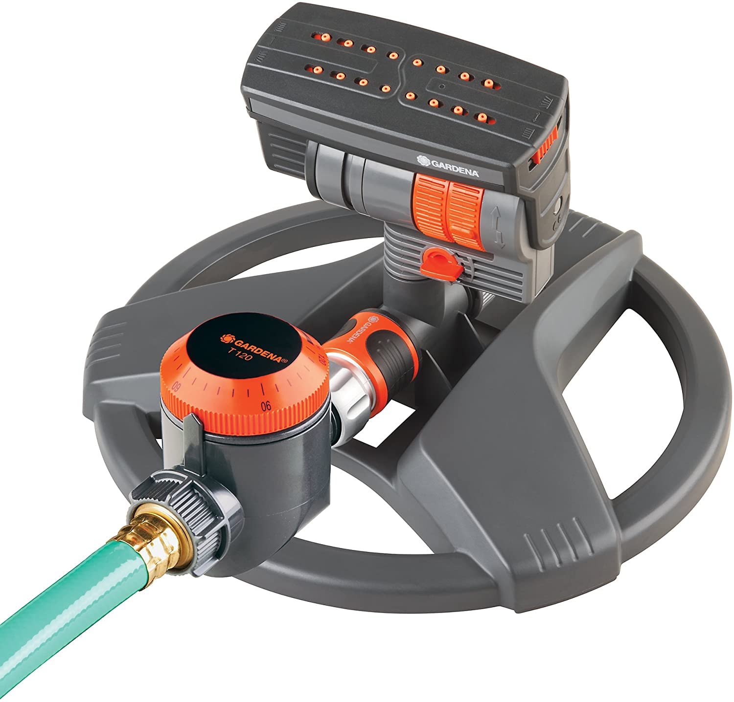 Gardena ZoomMaxx oscillating sprinkler for even lawn coverage up to 2,300 sq ft.