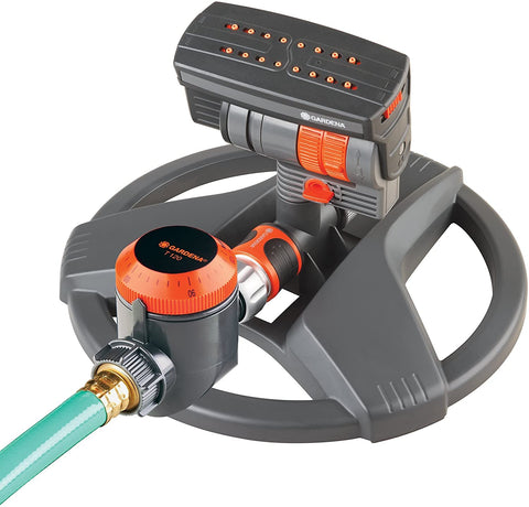 Gardena ZoomMaxx oscillating sprinkler for even lawn coverage up to 2,300 sq ft.