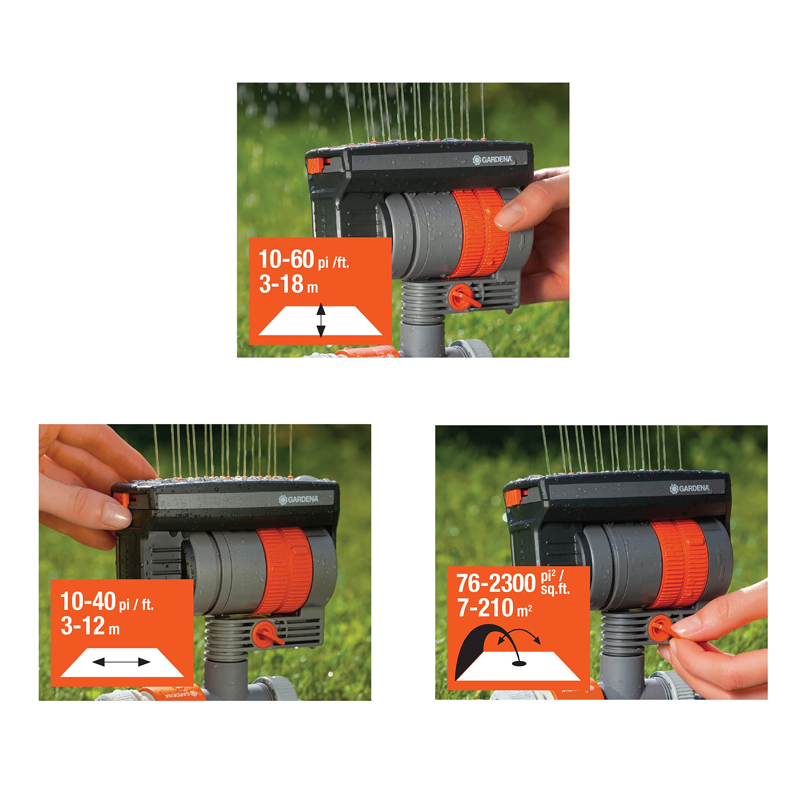 Gardena ZoomMaxx turbo gear enables smooth rotation.