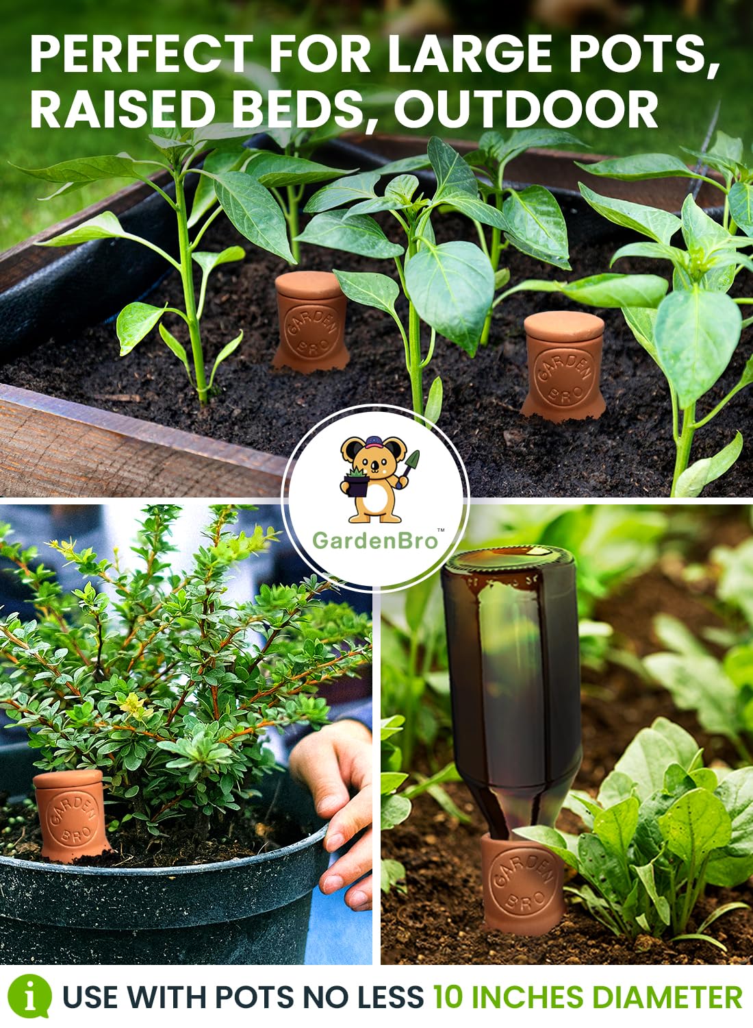 Gift-ready four-piece terracotta watering set with labels and tools