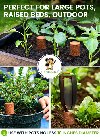 Gift-ready four-piece terracotta watering set with labels and tools