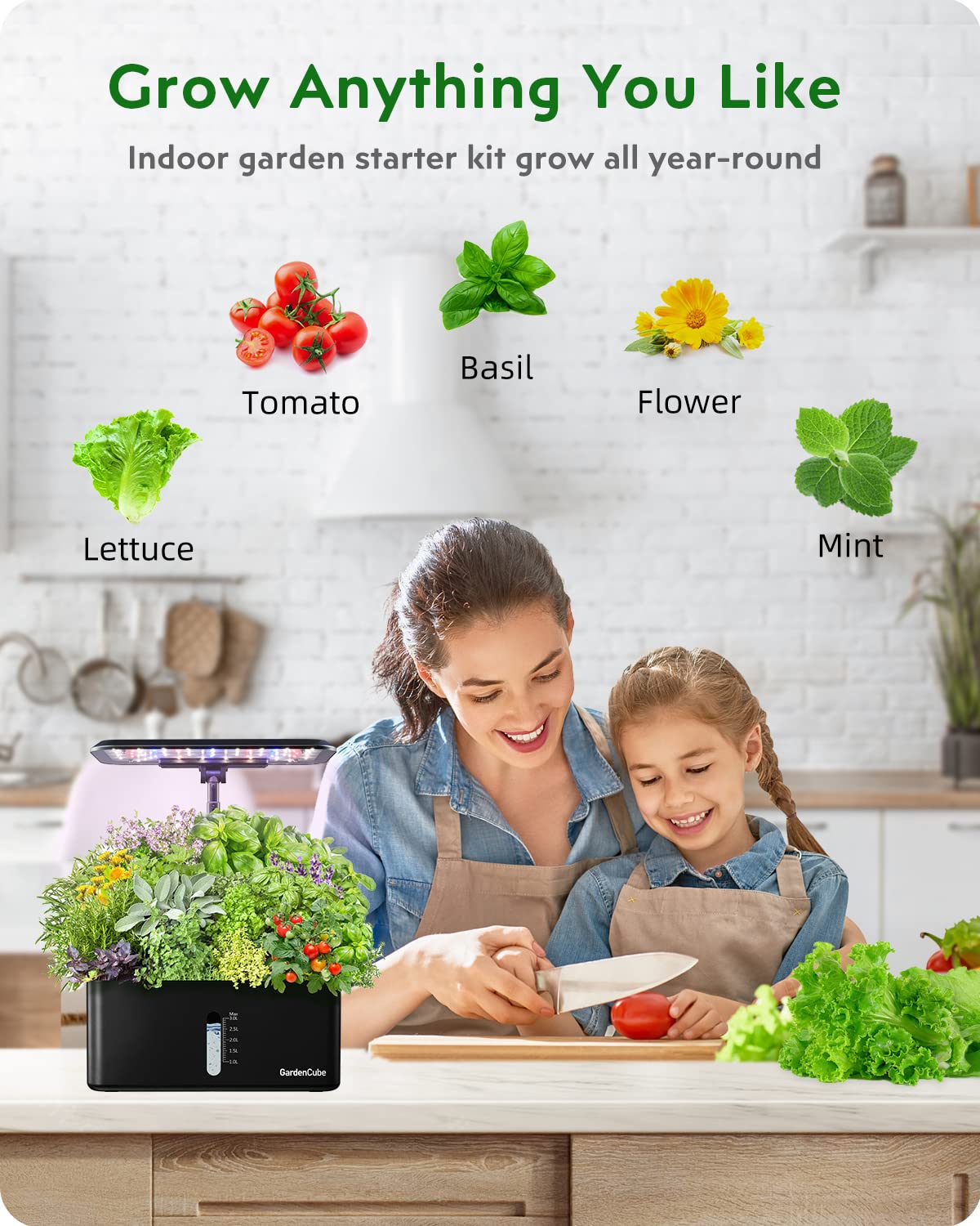Gardencube A&B nutrients bottles illustrate measured micro-nutrients for balanced feeding