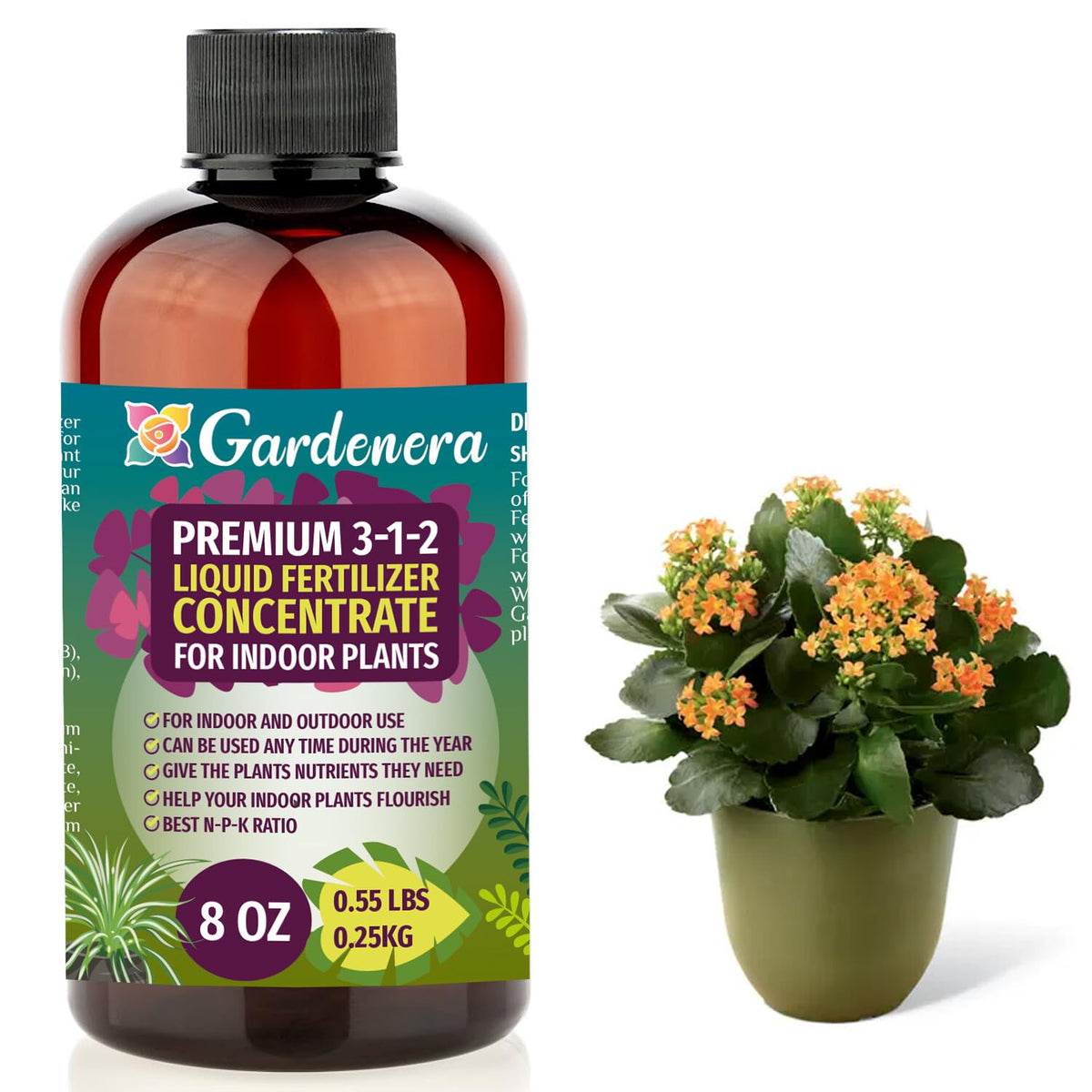 Gardenera 3-1-2 bottle pour shows easy, precise indoor feeding.
