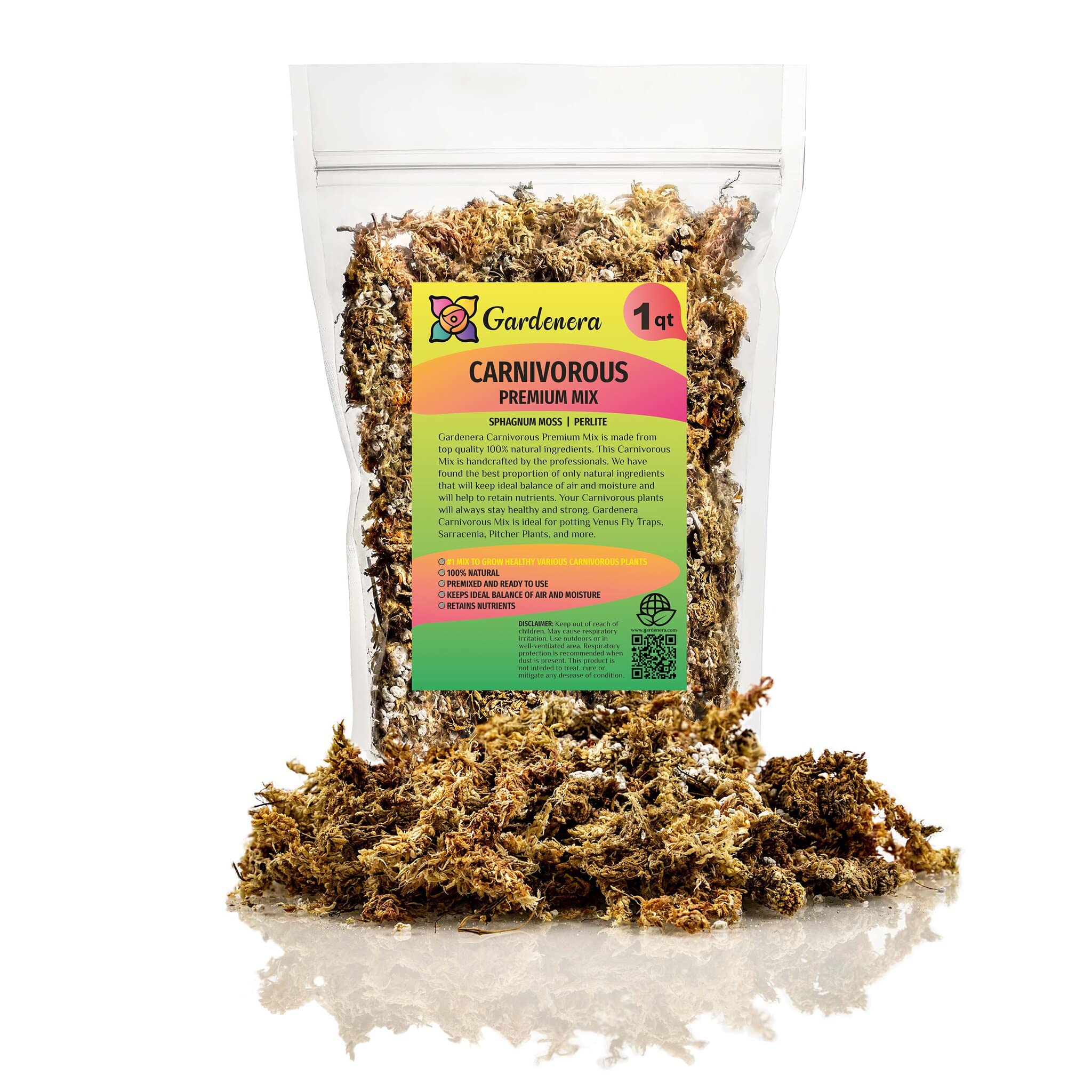 Gardenera carnivorous mix close-up showing fluffy sphagnum for moisture retention