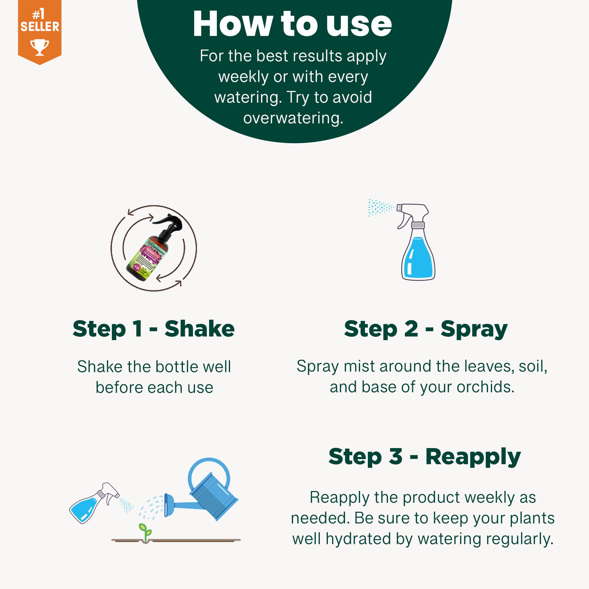 Easy application for orchids with a fine mist and even coverage.