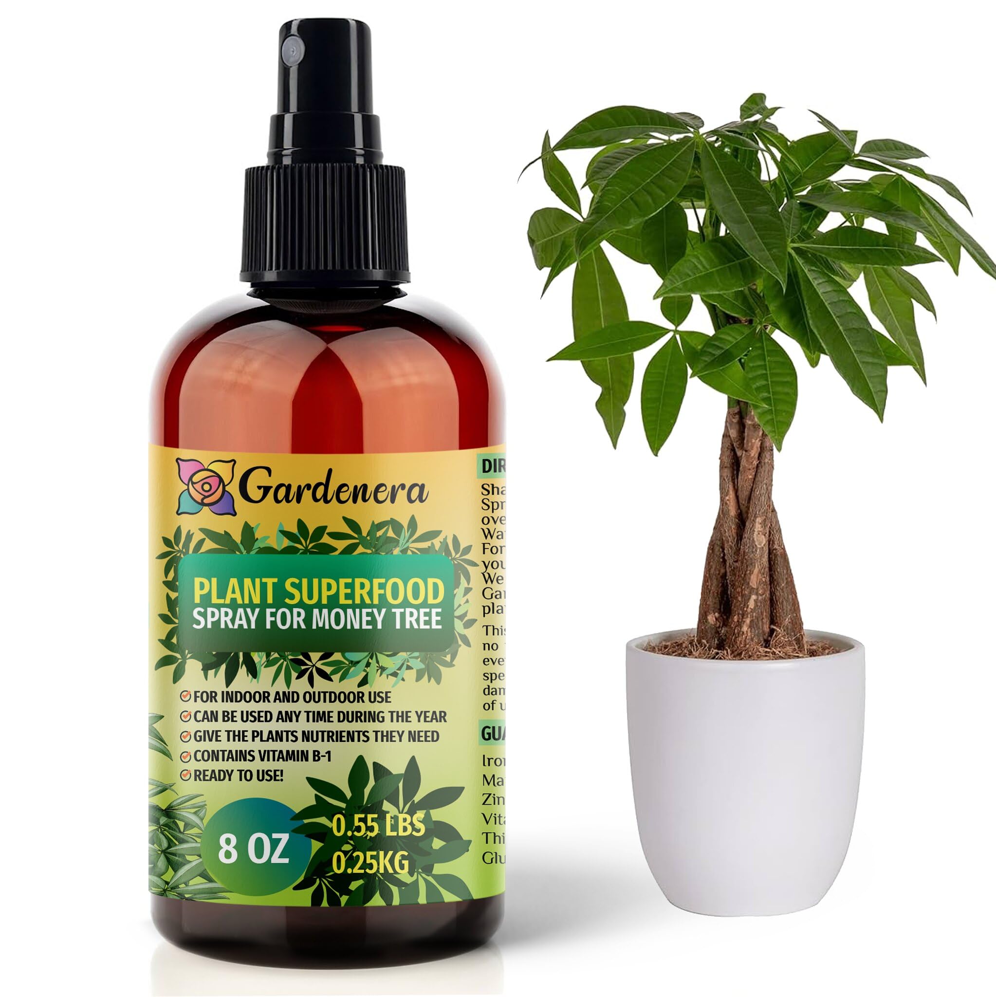 Gardenera Plant Superfood spray on leaves for vibrant foliage and healthy growth.