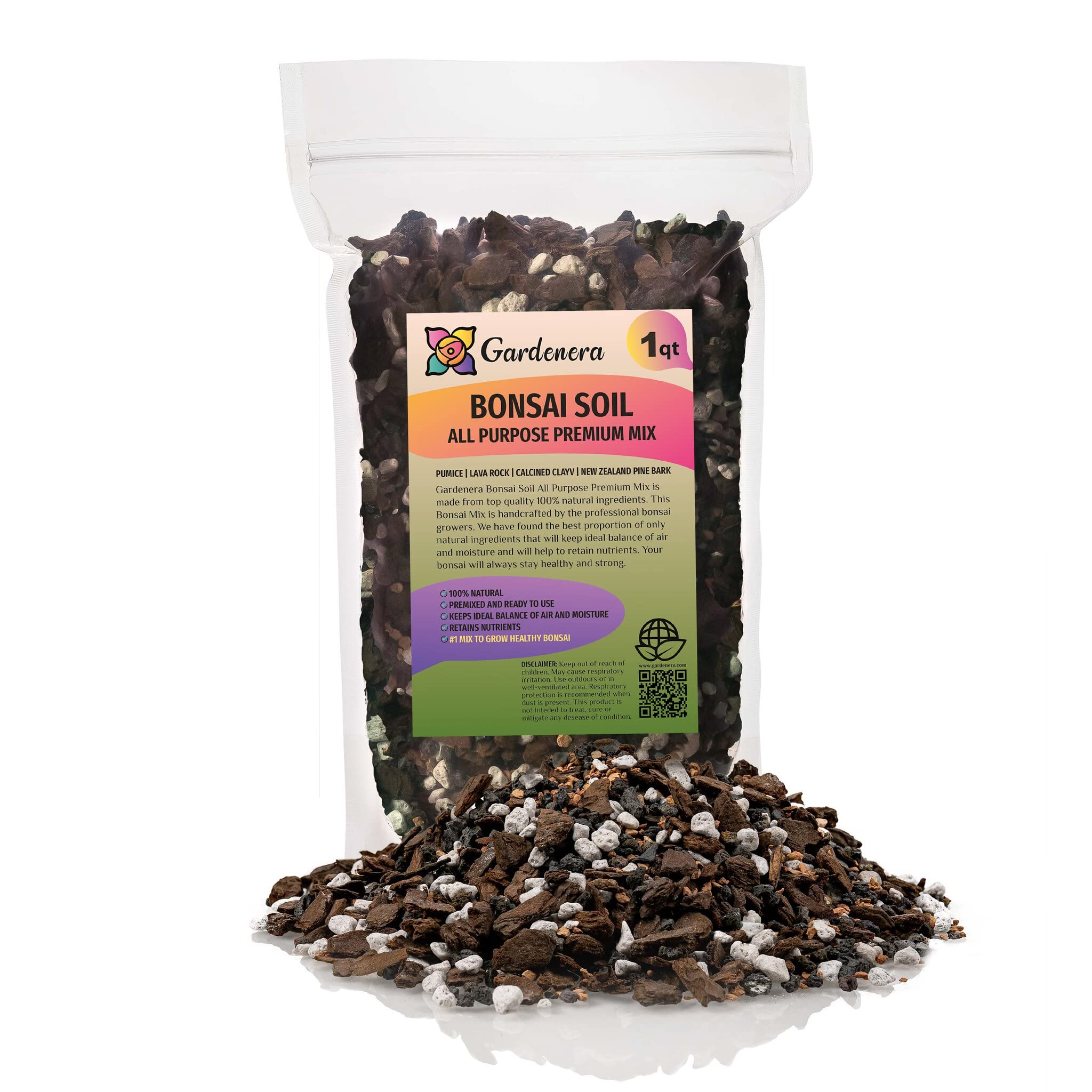 Gardenera Bonsai soil mix with pumice and lava for fast drainage.