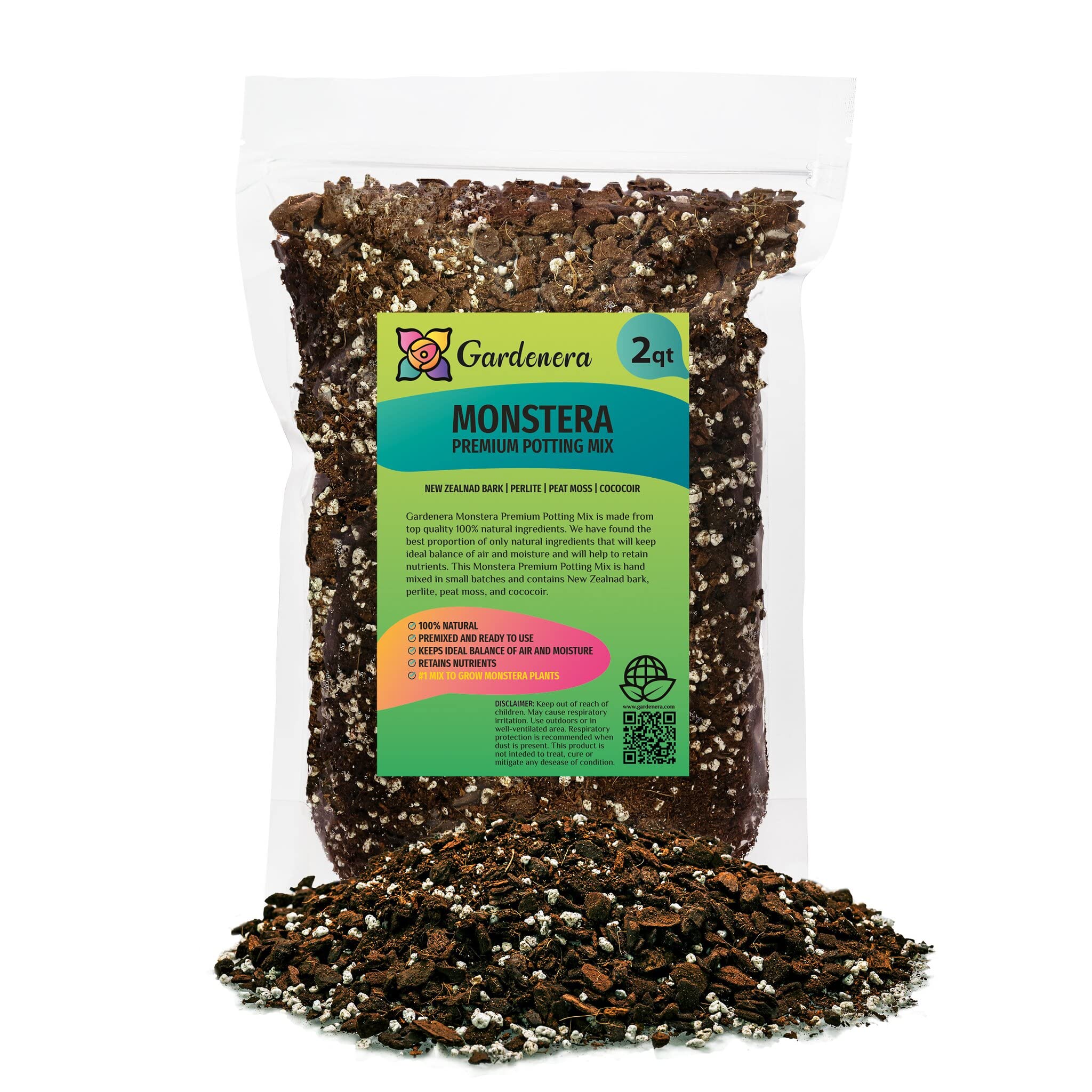 Gardenera Premium Monstera potting soil bag ready for repotting with balanced drainage.