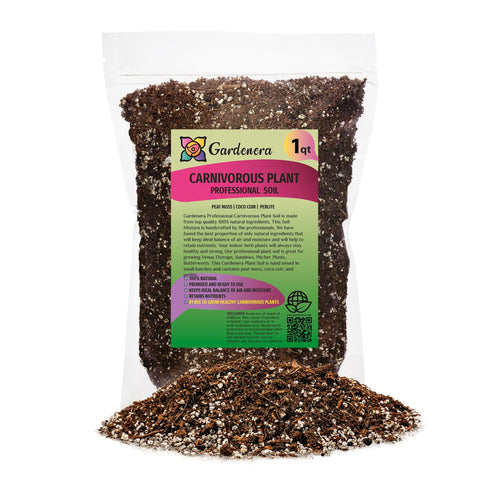 Gardenera Pro Carnivorous Soil bag close-up showing premium blend for healthy roots
