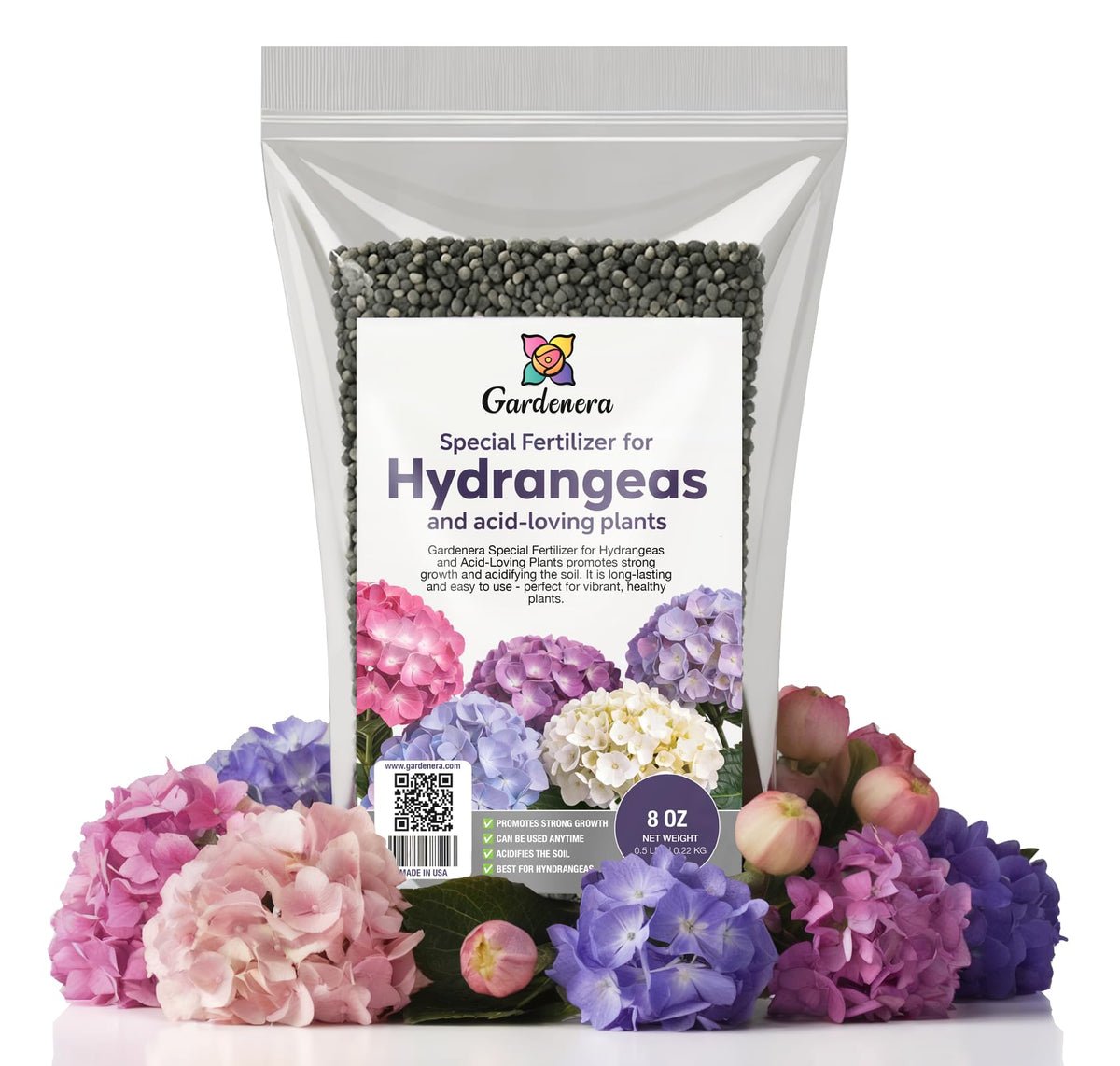 Gardenera slow-release fertilizer bottle for hydrangeas promotes vibrant blooms with steady nutrients