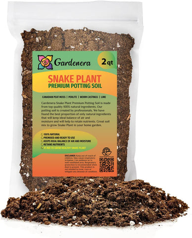 Gardenera premium snake plant soil mix, ready-to-use, supports robust growth.