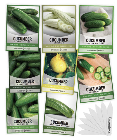 Gardeners Basics Armenian cucumber seeds for burpless, pale-green cucumbers ideal for fresh salads.
