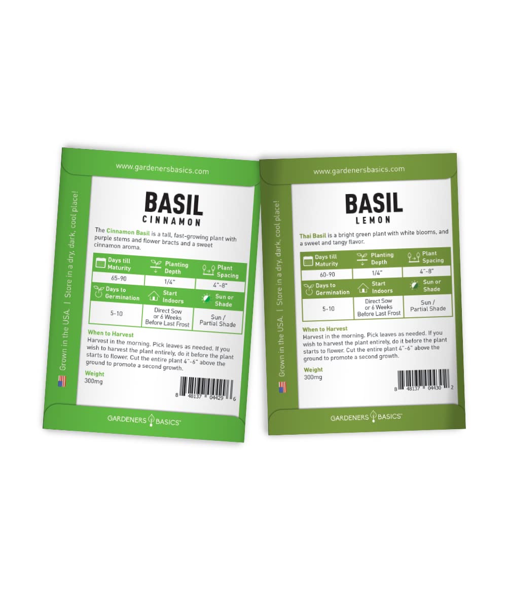 Gardeners Basics heirloom basil seeds pack—non-GMO, open-pollinated for seed saving
