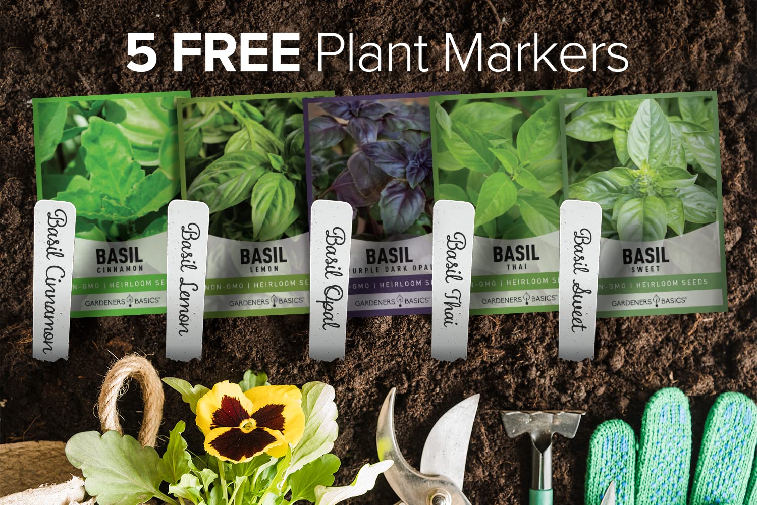 Gardeners Basics lemon basil seeds pack for bright, citrusy aroma in the herb garden