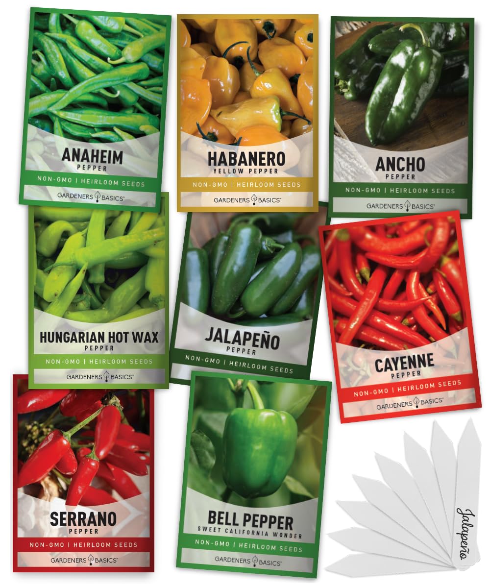 Gardeners Basics eight-variety pepper seeds pack for home gardening and seed saving
