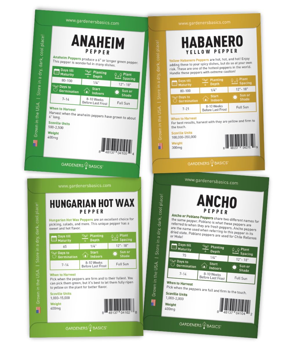Gardeners Basics Hungarian Hot Wax seeds for medium-hot peppers in garden beds