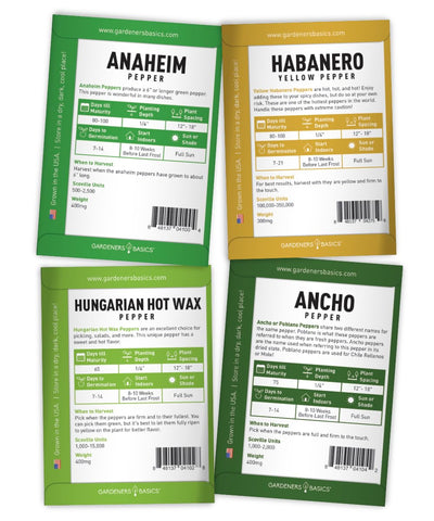 Gardeners Basics Hungarian Hot Wax seeds for medium-hot peppers in garden beds