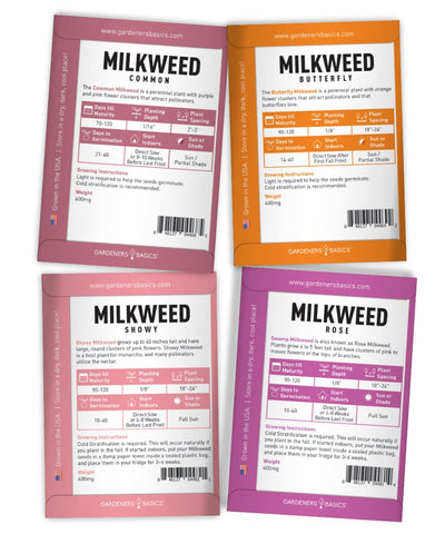 Gardeners Basics Milkweed Butterfly Seeds promote butterfly-friendly gardens.