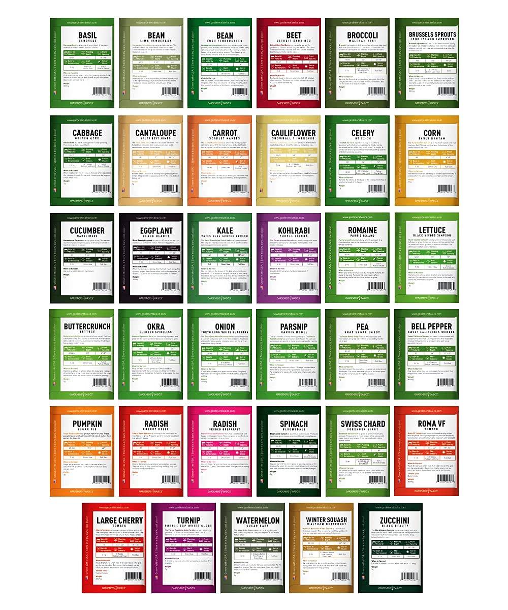 Gardeners Basics 35-variety assortment with seed packets ready for easy planting.
