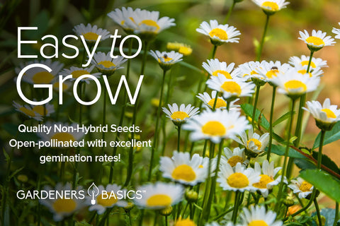 Gardeners Basics seed packets printed on water-resistant paper with growing directions.