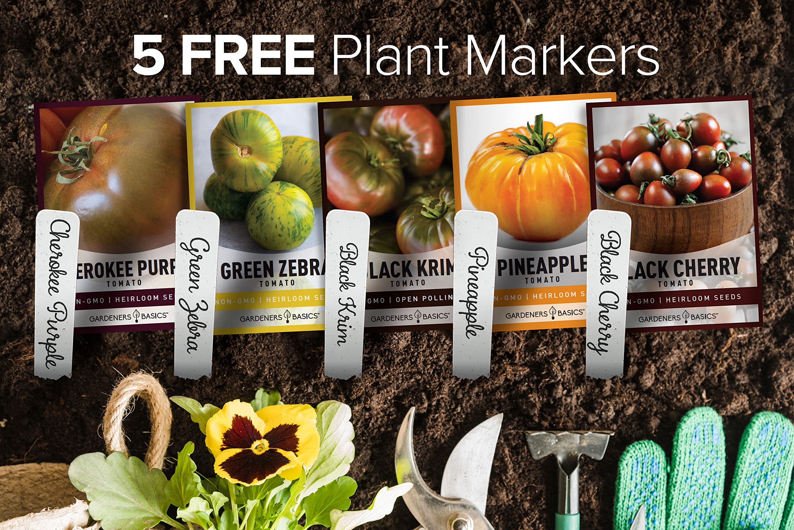 Gardeners Basics Pineapple beefsteak seeds for tropical-sweet tomatoes in garden.