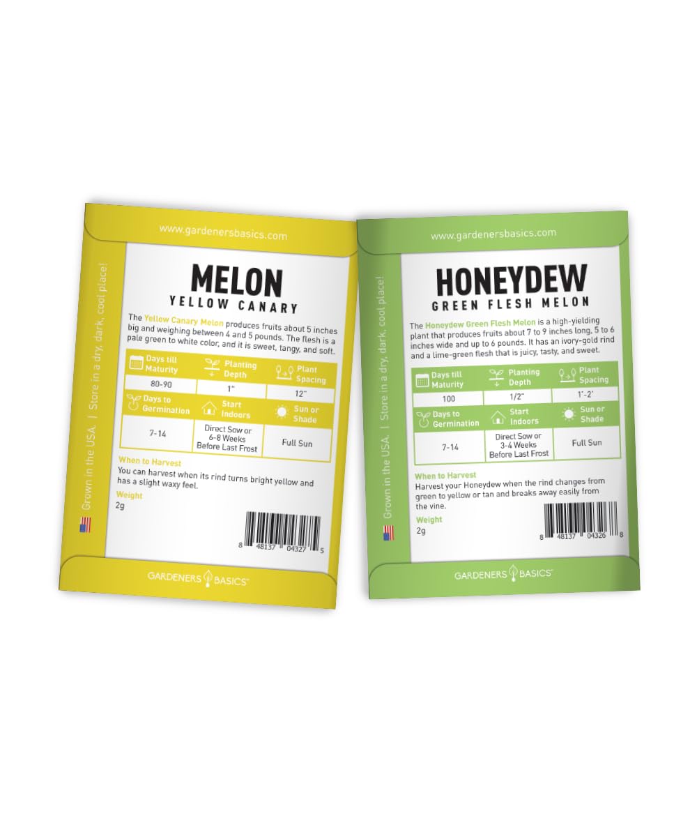 Gardeners Basics Yellow Canary Melon seeds for bright, fragrant garden fruit.