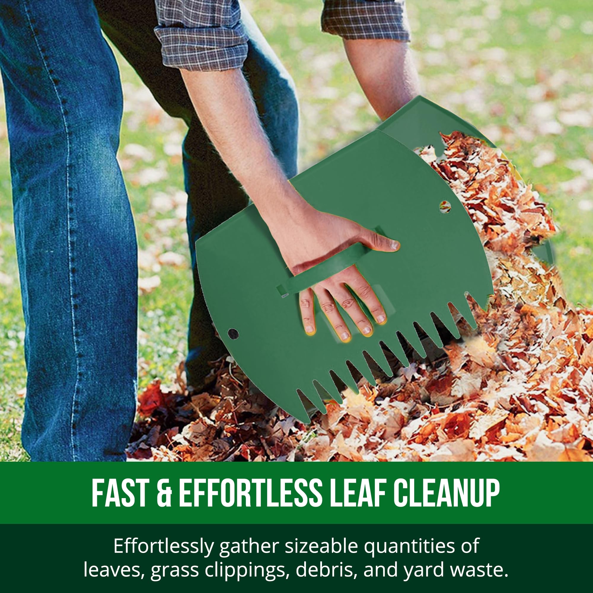 GardenHOME Leaf Grabbers in action for efficient lawn cleanup and leaf pickup.