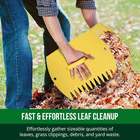 GardenHOME leaf grabbers show multi-functional use for leaves, grass, and debris.