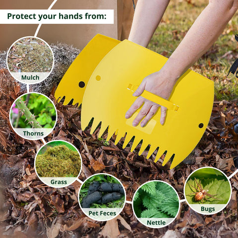 GardenHOME Wide mouth scoop captures large piles during yard cleanup.