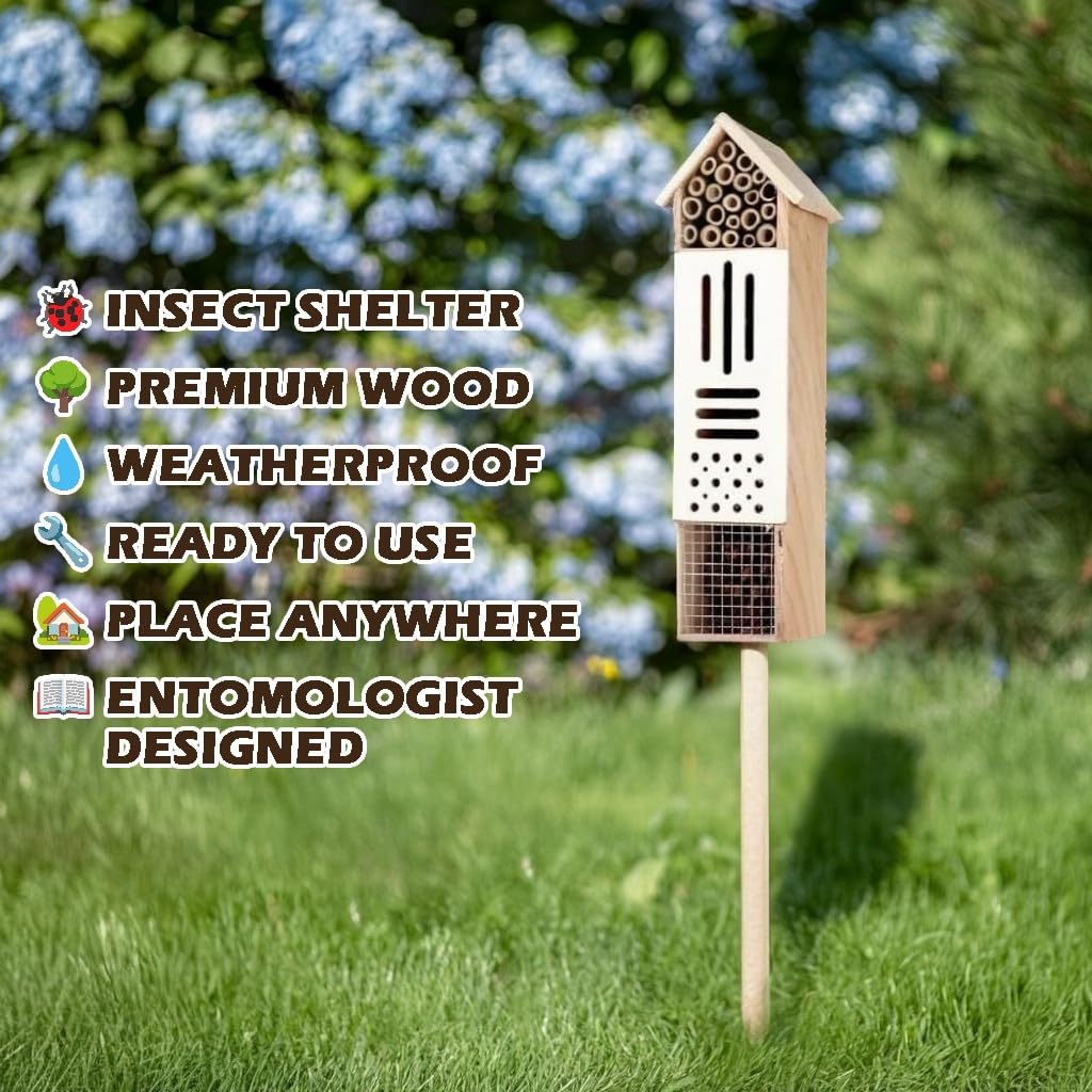 GardeningProducts4Less wooden insect house attracts butterflies and ladybirds for pest control