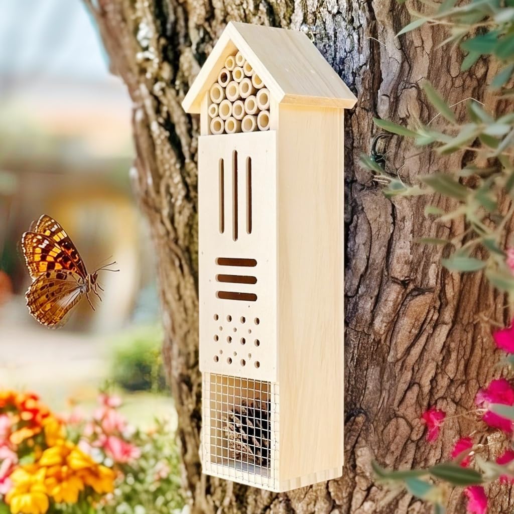 GardeningProducts4Less wooden insect house crafted from cedar wood for outdoor durability
