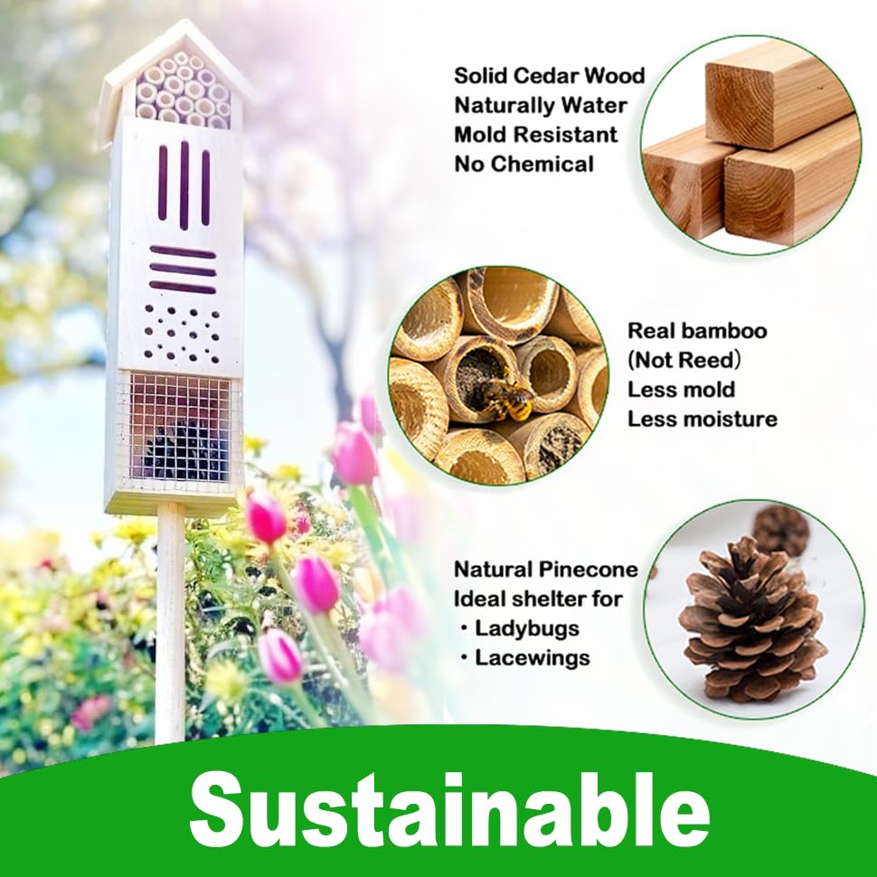 GardeningProducts4Less wooden insect house with multi-section design enhances insect variety